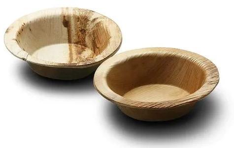 Creamy Round 4.5 Inch Areca Leaf Bowl, Packaging Type : Plastic Packet