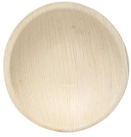 Creamy 4 Inch Round Areca Leaf Plate, For Serving Food, Packaging Type : Plastic Packet