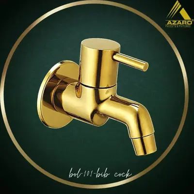 Golden Azaro Polished Brass Bold Bib Cock Tap, For Kitchen, Bathroom, Feature : Rust Proof, Leak Proof