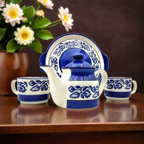 Multi Color Round Printed Ceramic Tea Set, Size : Standard