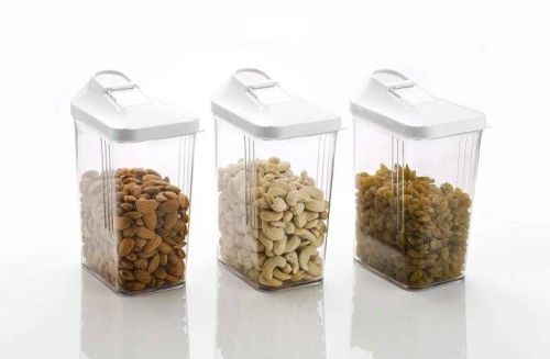 Transparent Rectangular K-50644 3 Pcs Container Set, For Food Storage, Capacity : 0-5L
