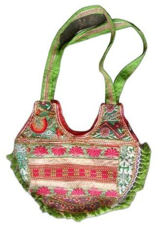 Embroidered Patchwork Cotton Bag, Size : 16x15inch