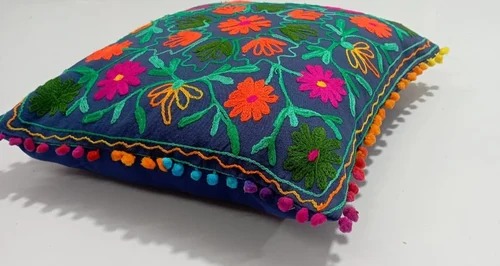 Embroidery Suzani Embroidered Cushion Cover, For Sofa, Bed, Feature : Easy Wash, Shrink Resistant