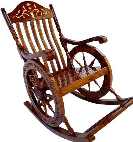 Brown Simna International Square Polished Wooden Rocking Chair, For Home