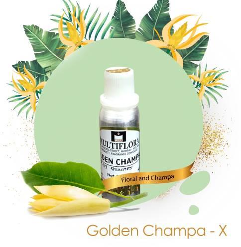 Multiflora Golden Champa-x Fragrance Oil, Packaging Type : Aluminium Bottle