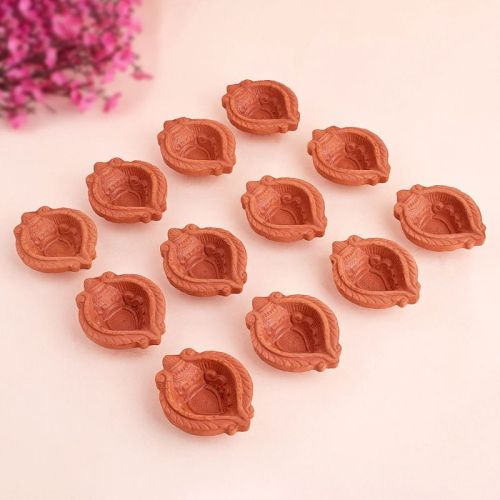 Brown Satvik Crafting Leaf Clay Diya, For Decoration