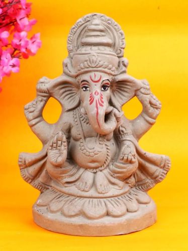 Grey Eco Friendly Vighanaraj Ganesha Idol, Length : 16.5 Cm