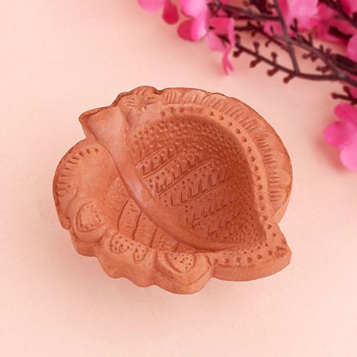 Satvik Paan Patta Clay Diya, For Decoration, Color : Brown