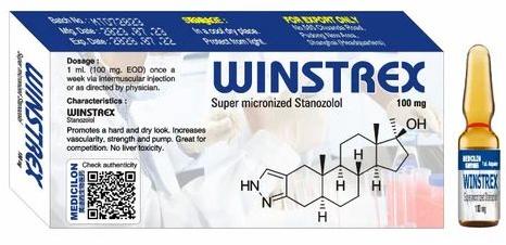 Liquid Medicilon Winstrex 100mg Injection, For Hospital, Clinic, Purity : 99.9%