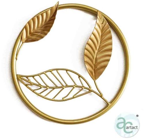 230 Mm Beautiful Style Gold Leaves Wall Art Metal Ring