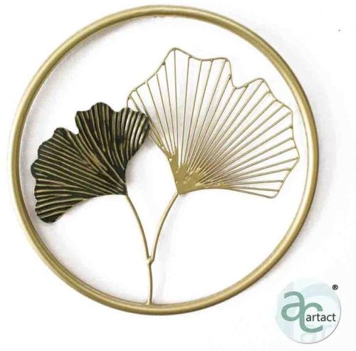Ginkgo And Two Mesh Leave Wall Art Metal Ring