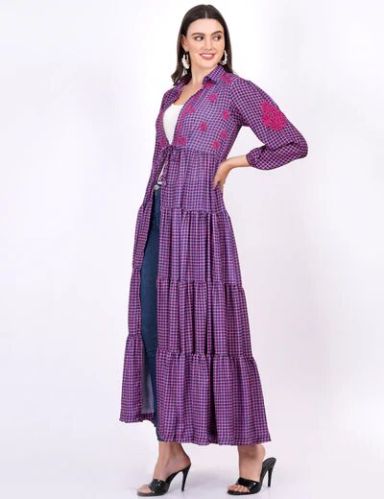 Check Printed Georgette Shrug, Gender : Female