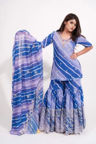 Party Wear Sufiza Jamini Leheriya Printed Georgette Sharara Suit