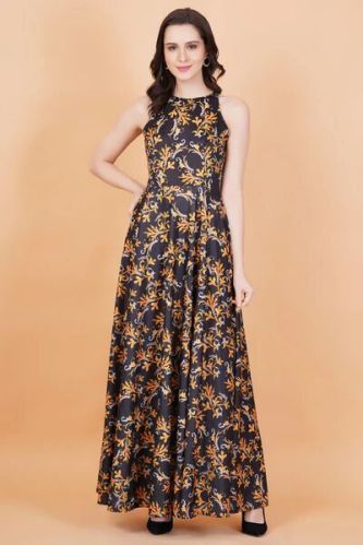 Printed Sleeveless Full Length Gown, Feature : Anti-Wrinkle, Skin Friendly, Stylish