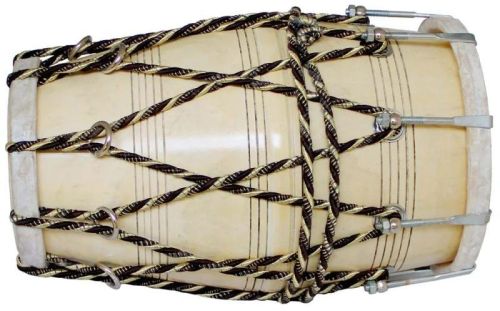 17 Inch Cream Wooden Handmade Wood Dholak