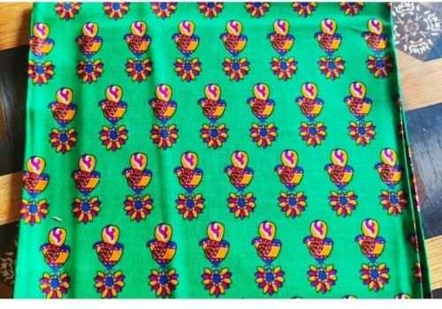 Printed Green Cotton Blouse Fabric, Width : 42 Inches/ 107 Cm