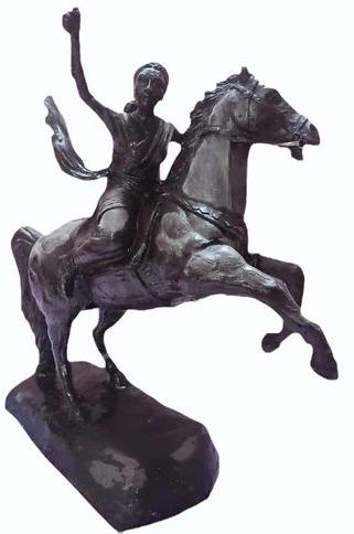 Brown Resin Rani Lakshmibai Statue, Packaging Type : Carton Box