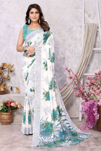 Printed Georgette Sarees, Speciality : Easy Wash