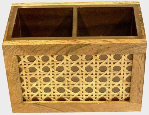 Cane Two Section Cutlery Holder, Feature : Attractive Look, Nice Finish