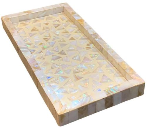 Rectengular Rectangular Mother Of Pearl Serving Tray, For Household, Feature : Shiny Look, Light Weight