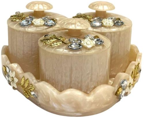 Triangle Resin Tray Set With 3 Jar