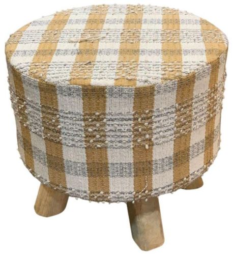 Wooden Ottoman Stool With Padded Seat, For Home, Shape : Round