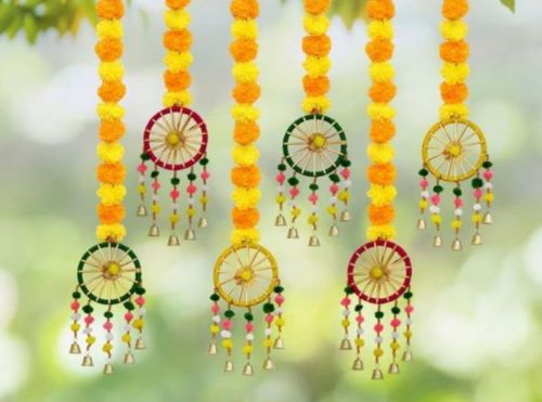 Multi Color Artificial Marigold Hangings, For Decoration, Style Type : Traditional