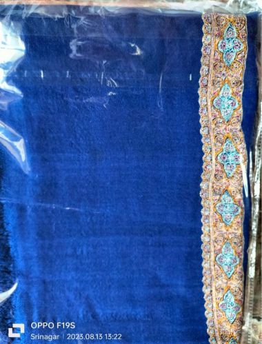 Embroidered Blue Pashmina Shawl, Occasion : Party Wear