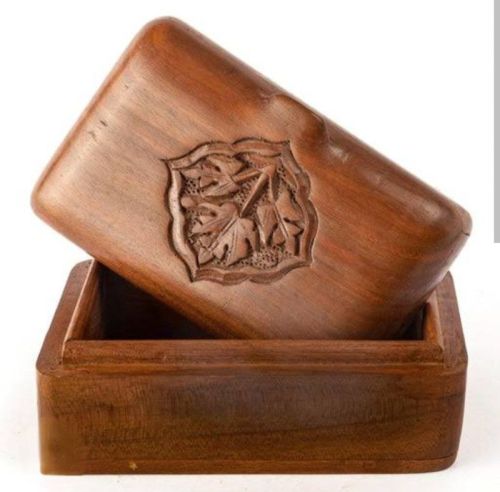 Rectangular Polished Brown Carved Wooden Box, For Storage, Gifting, Home Decor, Size : Multisize