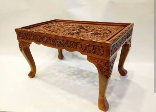 Brown Rectangular Polished Carved Wooden Table, For Restaurant, Hotel, Home, Size : Multisize