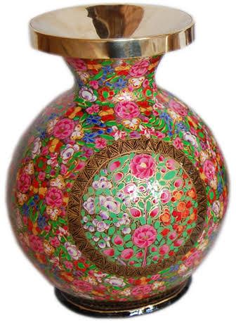 Paper Mache Flower Vase With Brass Lining