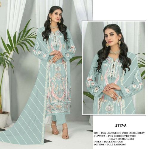 9star Fashion Regular Collar Pakistani Georgette Weaving Semi Stitched Suits Small, Medium, Large, Xl, Xxl