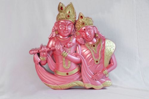 Plastic Radha Krishna Wall Frame Pink