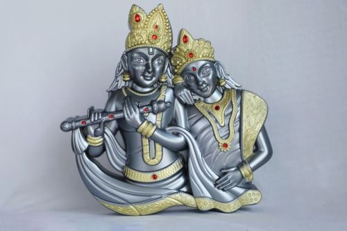 Plastic Radha Krishna Wall Frame Grey for Office & Home Decor