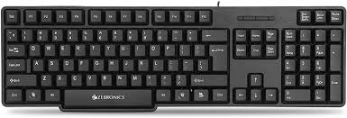 Black Plastic Zebronics USB Keyboard, For Computer, Desktop, Style : Ergonomics, Standard