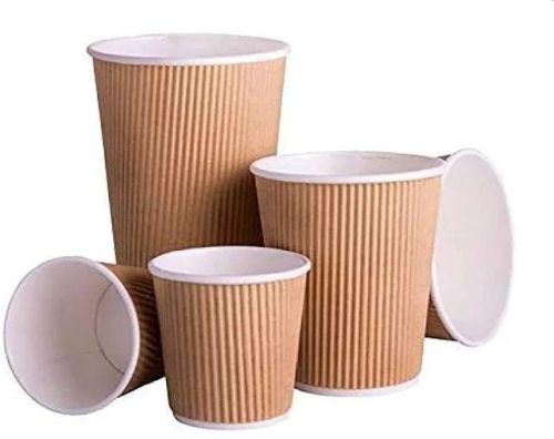 Brown Ripple Disposable Paper Glass, For Coffee, Soft Drinks, Tea, Feature : Eco-Friendly