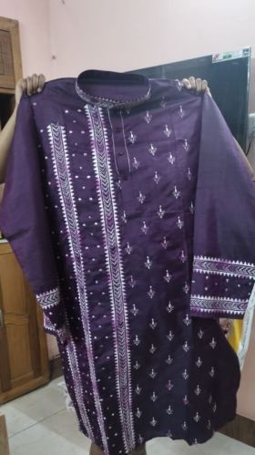 Silk Hand Embroidered Kurti, Technics : Machine Made