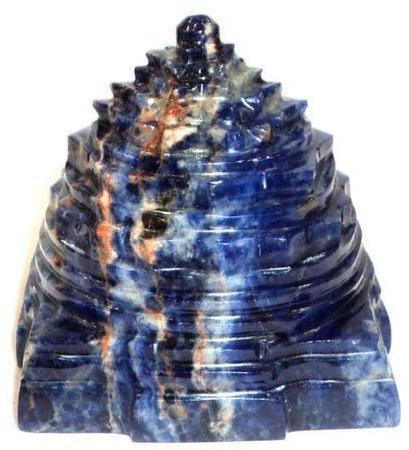 Blue Polished Sodolite Shree Yantra, For Luck, Wealth, Style : Religios