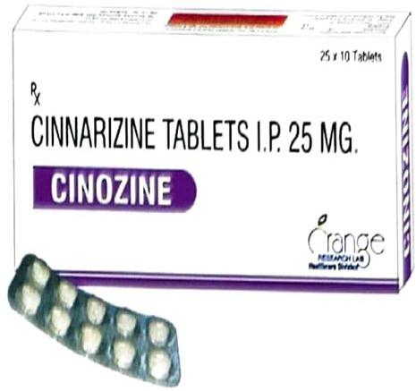 Cinozine 25mg Tablets, For Used To Treat Motion Sickness, Vertigo Or Menieres Disease, Medicine Type : Allopathic