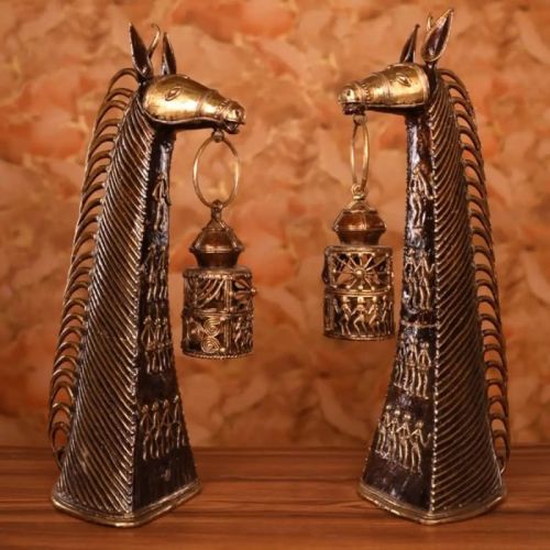 24 KG – 25 KG (PAIR) Bell Metal Horse Lamp, For Home Decorative