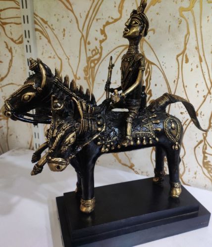 Bell Metal Horse Rider Figurine, For Home Decor, Packaging Type : Cartoon Box