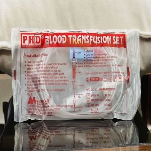 Transparent PHD Plastic Blood Transfusion Set, For Clinical Use