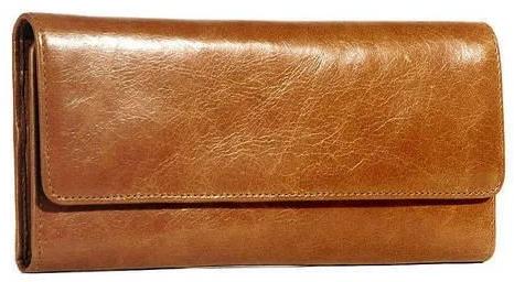 Brown Plain Ladies Leather Wallet, For Gifting, Personal Use, Packaging Type : Plastic Wrap