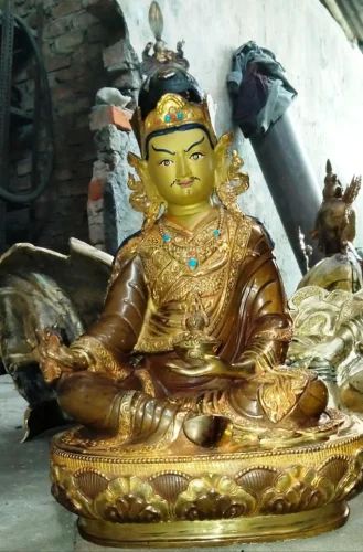Golden 8 Inch Brass Guru Rinpoche Statue