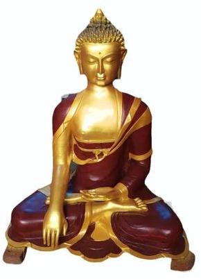 Rewadiya Arts Brass Sitting Buddha Statue, Color : Golden