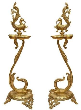 Decorative Peacock Brass Oil Lamp, Size : Approx 10 Inch