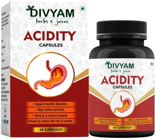Divyam Herbal Acidity Capsule, For Helps In Digestion, Feature : Reduce Inflammation