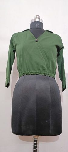 Ladies Green Cotton Short Top, Occasion : Casual Wear