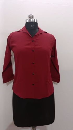 Ladies Maroon Cotton Formal Shirt, Occasion : Party Wear, Casual Wear