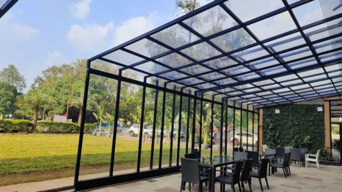 Plain Laminated Glass Outdoor Enclosure, Frame Material : Aluminium, Metal, Steel